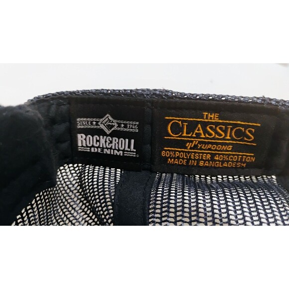 THE CLASSICS BY YUPOONG ROCK & ROLL DENIM DISTRESSED SNAPBACK TRUCKER CAP HAT - Picture 7 of 8